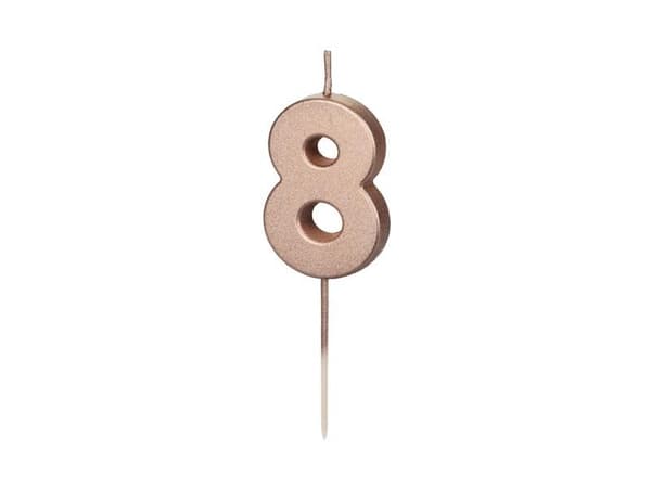 Fødselsdagslys 8 stk. rosaguld 4,5 cm