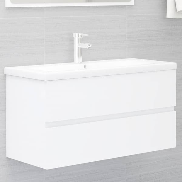 vidaXL håndvaskskab hvid 90x38,5x45 cm spånplade