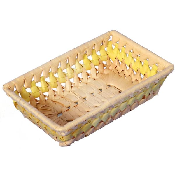 Gul rektangulær brødkurv 18x11 cm lavet af naturmateriale