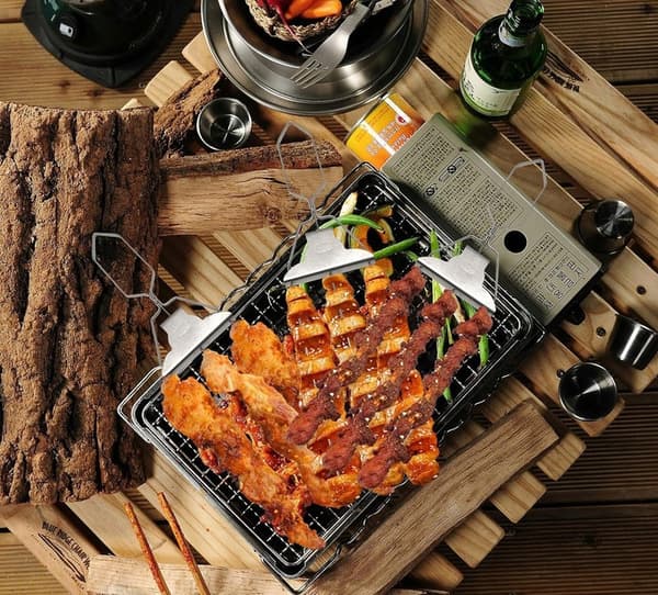 Grillspyd kebabspyd 3 stk. med pose i rustfrit stål
