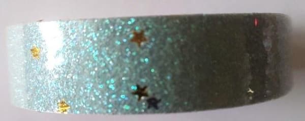 Glitterbånd med stjerner, lyseblå, 18 mm x 2 m