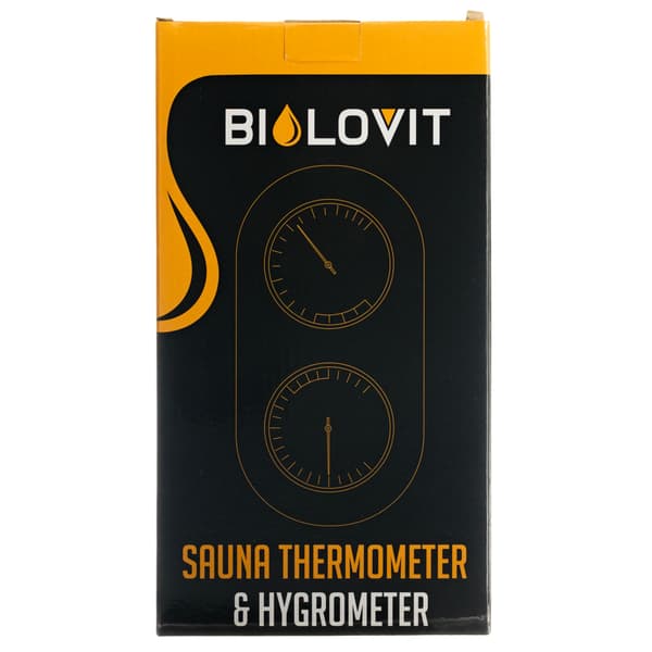 Bilovit - Bastutermometer med hygrometer av furu