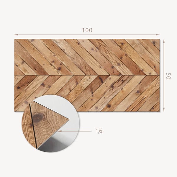 Tryckt vinylpanel, monteringsklar, 100x50 cm diagonalpanelmönster
