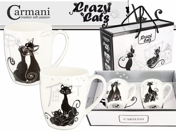Carmani, sæt med 2 krus - katte, Crazy Cats