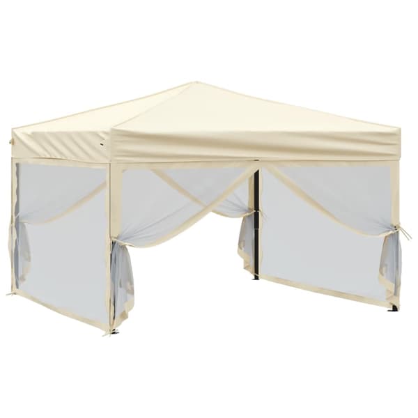 vidaXL foldbart festtelt med sider, cremefarvet, 3x3 m