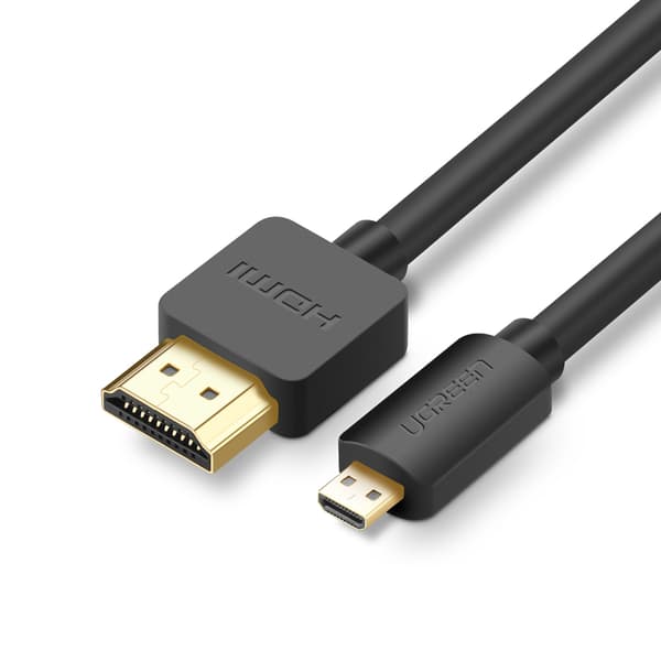 Lyd-videokabel microHDMI - HDMI 2.0 1m sort