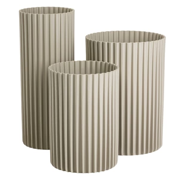 Sæt med 3 moderne beige RIBS vaser