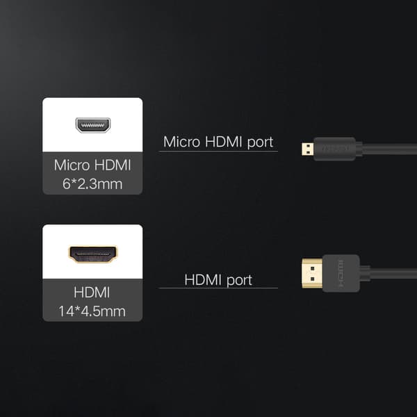 Audio- ja videokaapeli microHDMI - HDMI 2.0 1m musta