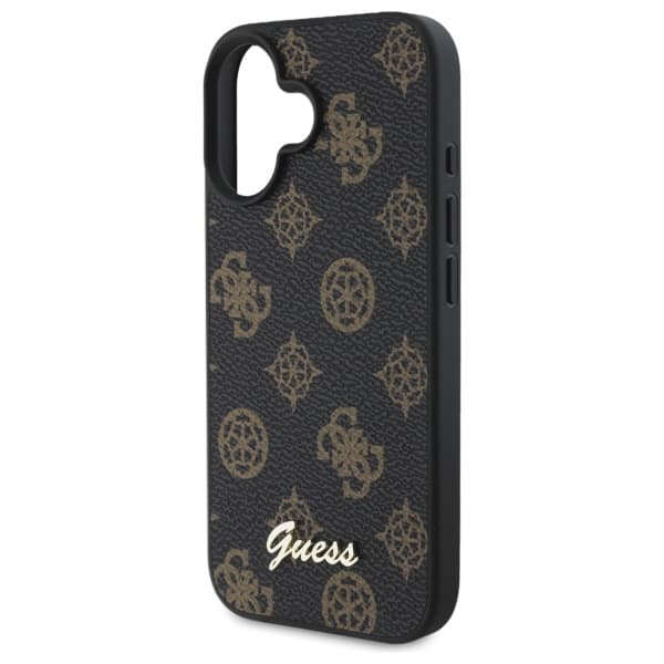 Guess Peony Script MagSafe -suojakuori iPhone 16:lle, musta