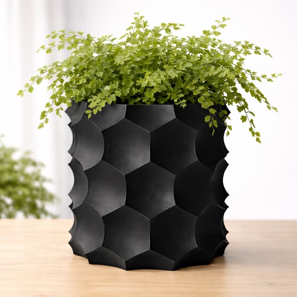 Sort 3D geometrisk urtepotte, moderne dekorativ til planter