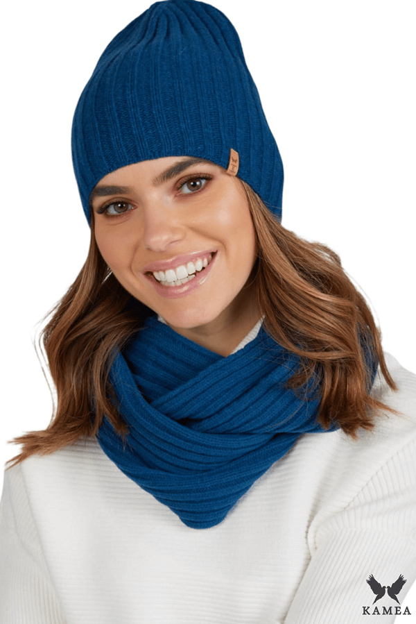 PERLA - mörk turkos randig hatt