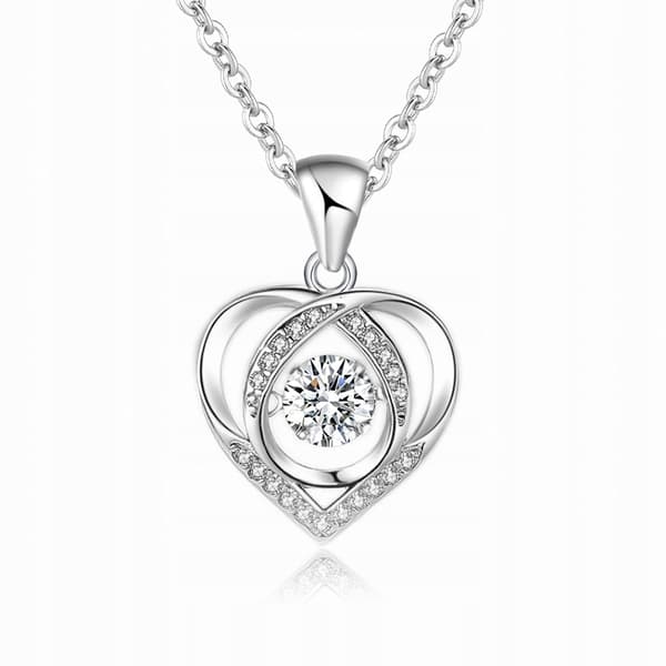 Silver diamanthjärthalsband Present till kvinnor + armband