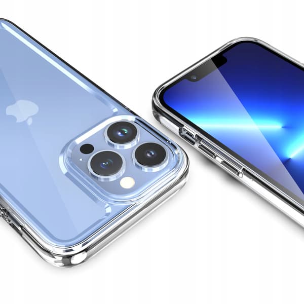 ETUI TIL IPHONE 13 PRO MAX TRANSPARENT SLIM BAGSIDEN + GLAS