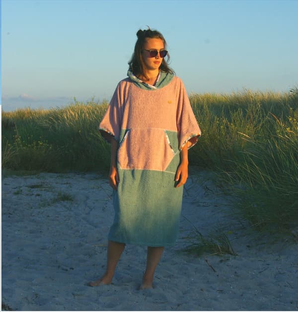 Surfponcho Grön Salvia - bomull M DAM längd 105cm