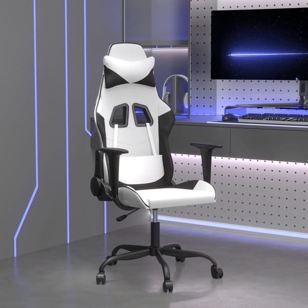 vidaXL gamingstol, sort og hvid, kunstlæder