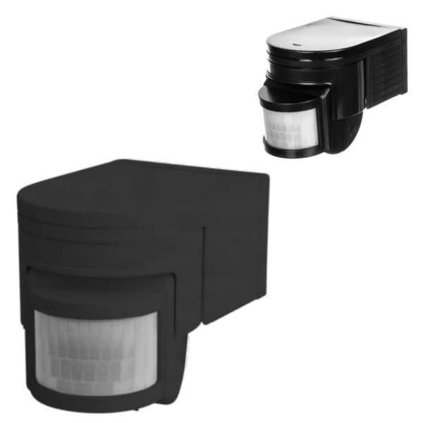 PIR-bevægelsessensor vægsensor 1200W SLICK overflademontering sort IP44 12m