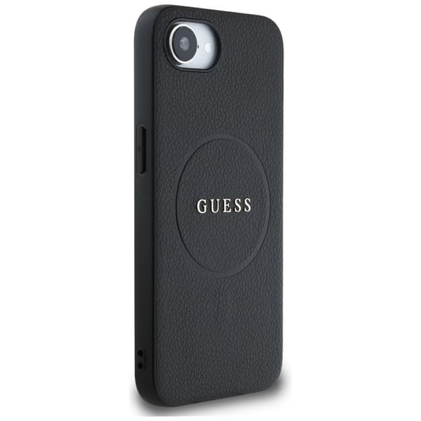 Guess Grained Ring MagSafe-etui til iPhone 16e / 17e, sort