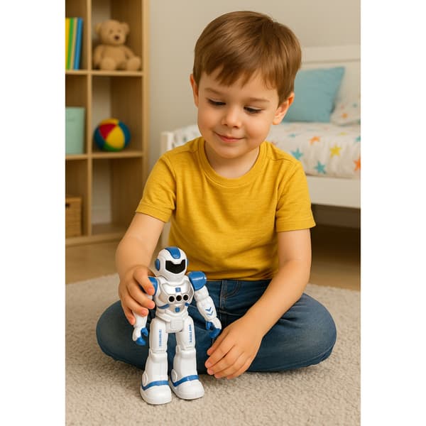Fjernstyret pædagogisk robot RC talende dansende lys lyder blå