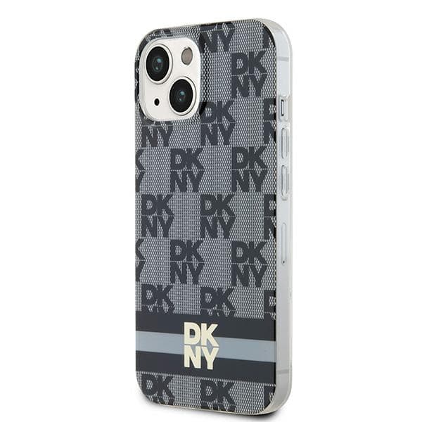 DKNY IML Checkered Mono Pattern & Printed Stripes MagSafe-etui til iPhone 14, sort