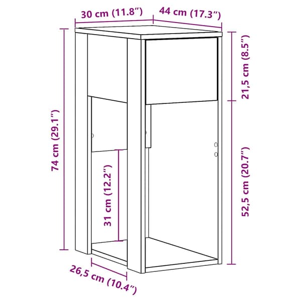 vidaXL Datorstativ med låda vit 30x44x74 cm