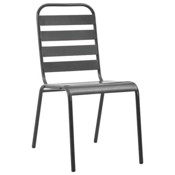 vidaXL Trädgårdsstolar, set om 4, ribbor, stål, mörkgrå