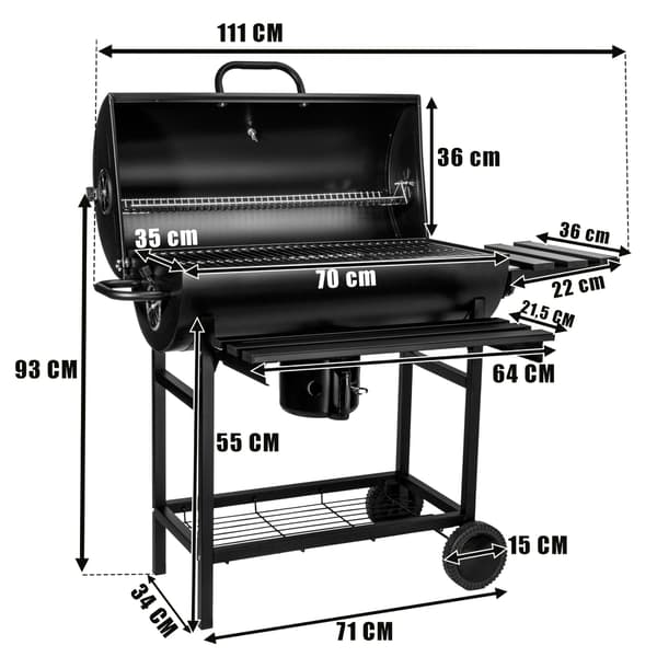 Havekulgrill med 2 riste og askeskuffe BAREL