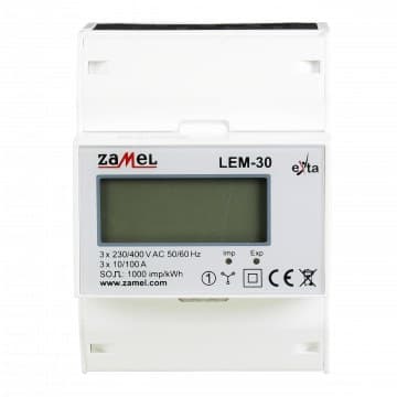 3-faset LCD-elmåler 100A, 4-mod LEM-30
