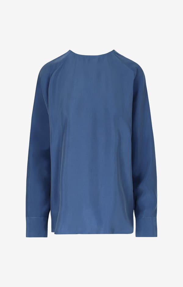 Ensfarvet bluse 38