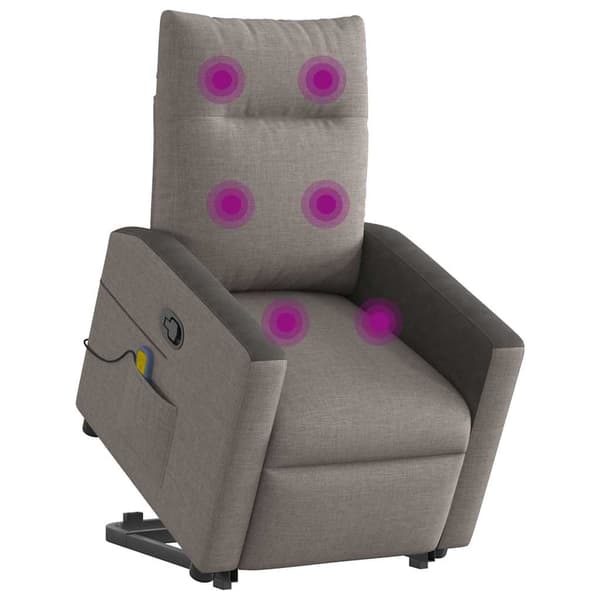 vidaXL Lyftbar massagefåtölj, Taupe, Tyg