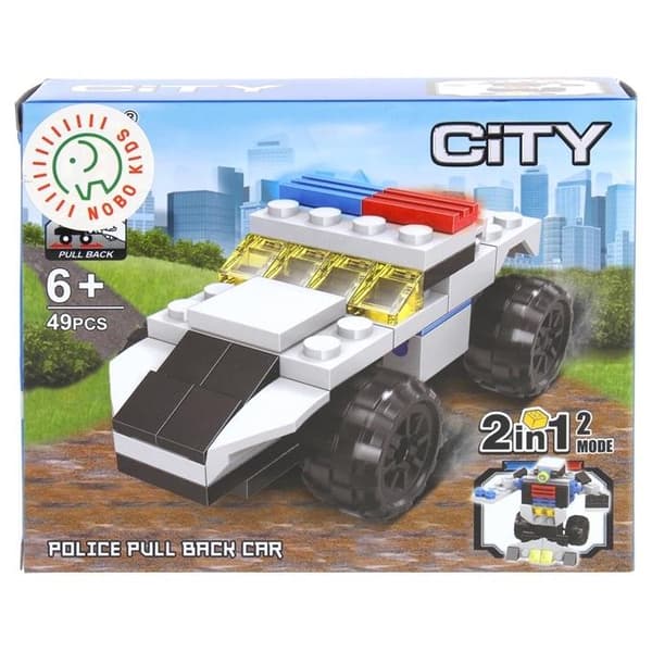 Byggblock 2 i 1 polisbilrobot