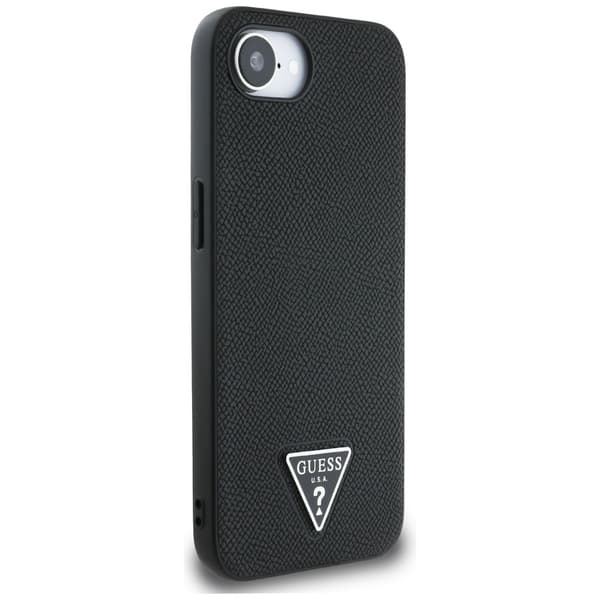 Guess Grained Triangle MagSafe-etui til iPhone 16e / 17e, sort