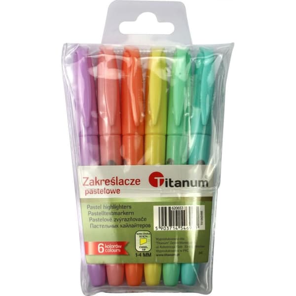 Pastelmarkører i 6 farver