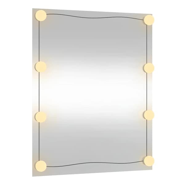 vidaXL Väggspegel med LED, 50x60 cm, Glas, Rektangulär
