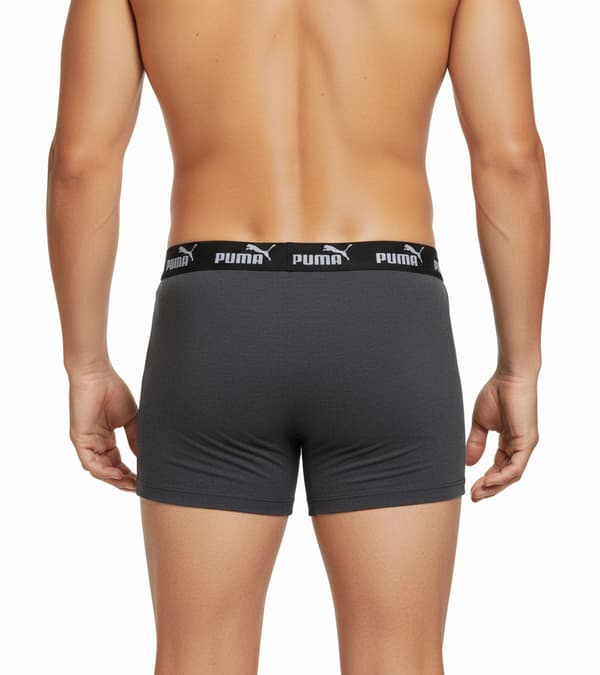 Puma Miesten Elements Basic Boxer 2-Pack Tummanharmaa/Meleerattu/Vihreä [701232894 004] koko XL