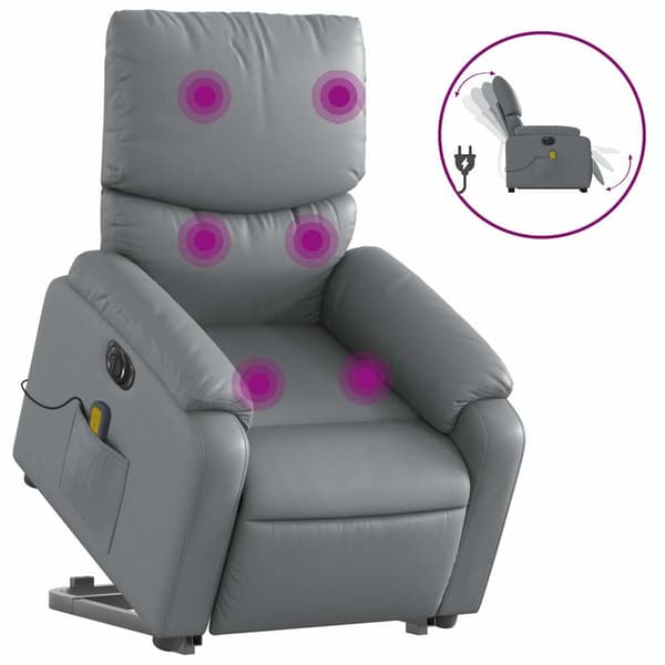 vidaXL elektrisk lænestol med massage, grå
