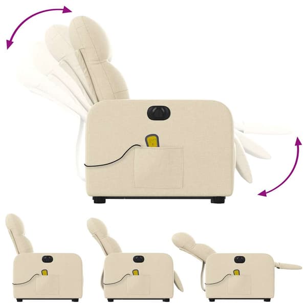 vidaXL Lyftbar massagefåtölj, elektrisk, vilstol, krämfärgad