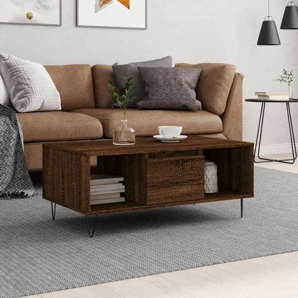 vidaXL sofabord brunt egetræ 90x50x36,5 cm