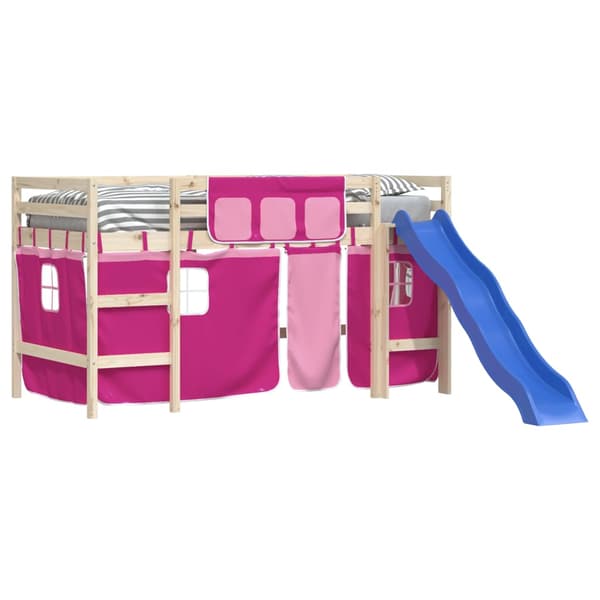 vidaXL Gardiner för loftsäng, rosa, polyester