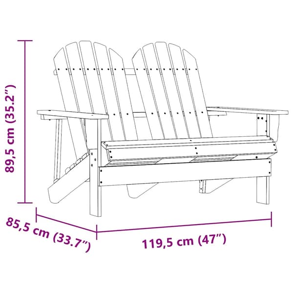 vidaXL 2-sits Adirondack trädgårdsstol, gran, vit
