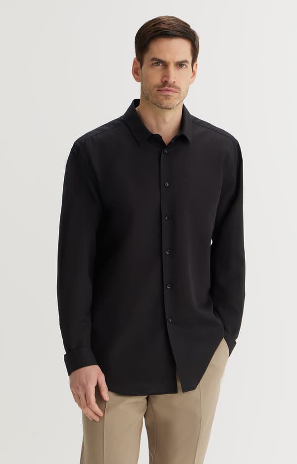 Sort slim fit skjorte L