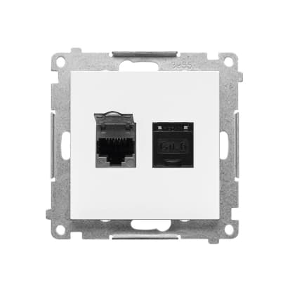Simon 55 Dobbelt RJ45 Computer Internet Stikkontakt Mat Hvid