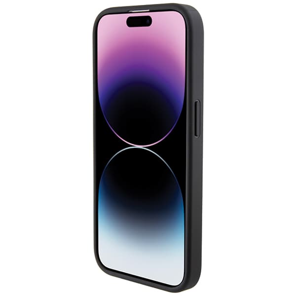 BMW Læderetui med blå prikker til iPhone 15 Pro Max, Sort