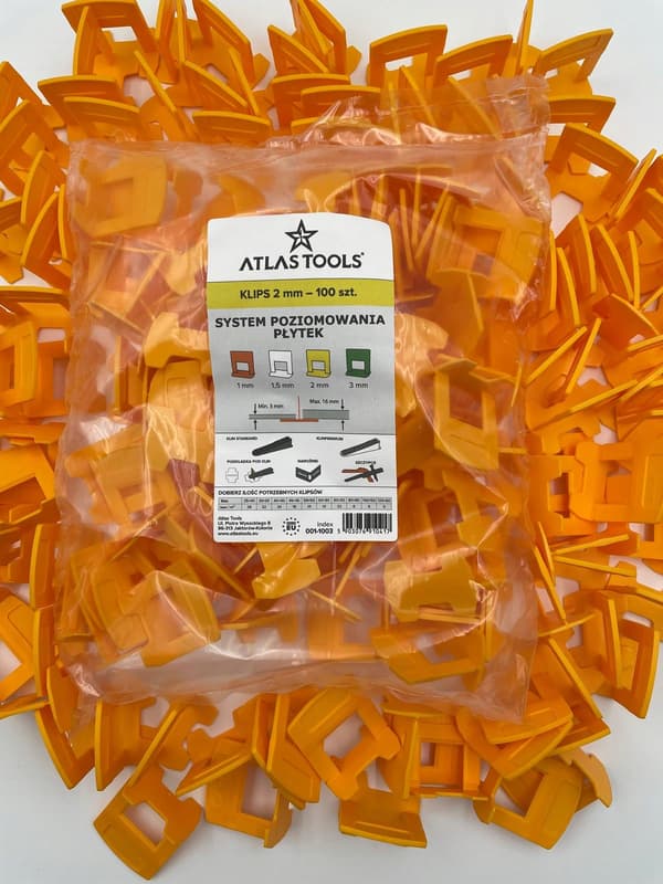 ATLAS TOOLS MONTERINGSKLIPP TIL FLISEJUSTERINGSSYSTEM 100 STK.
