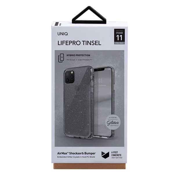 UNIQ LifePro Tinsel Glitter-cover til iPhone 11 Pro Max, sort