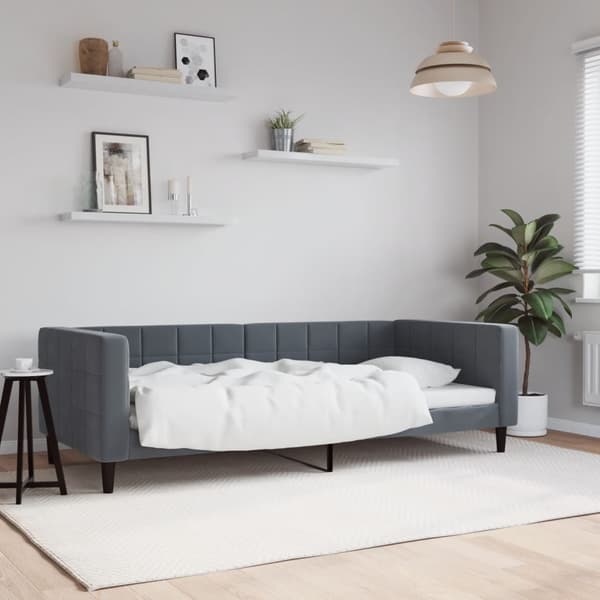 vidaXL Bäddsoffa mörkgrå 90x200 cm sammet