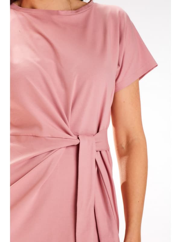 Kimono midikjole med bindebånd i taljen, pink M