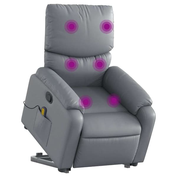 vidaXL Lyftbar massagefåtölj, grå, konstläder