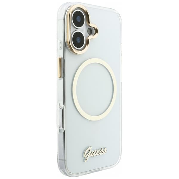 Guess IML Script Metallinen MagSafe-kotelo iPhone 17:lle, kirkas