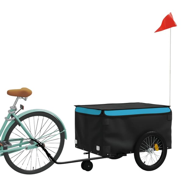 vidaXL cykelanhænger, sort og blå, 45 kg, jern