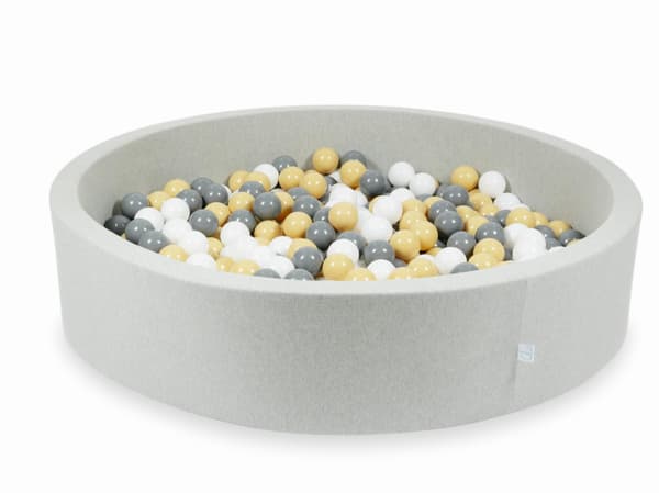Lysegrå tørpool 130x30 med 600 bolde: beige, grå, hvid